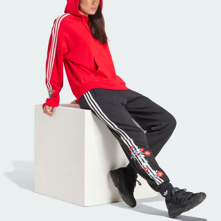 Adidas Originals Graphics Floral Hoodie Sweatshirt Women's Red-3