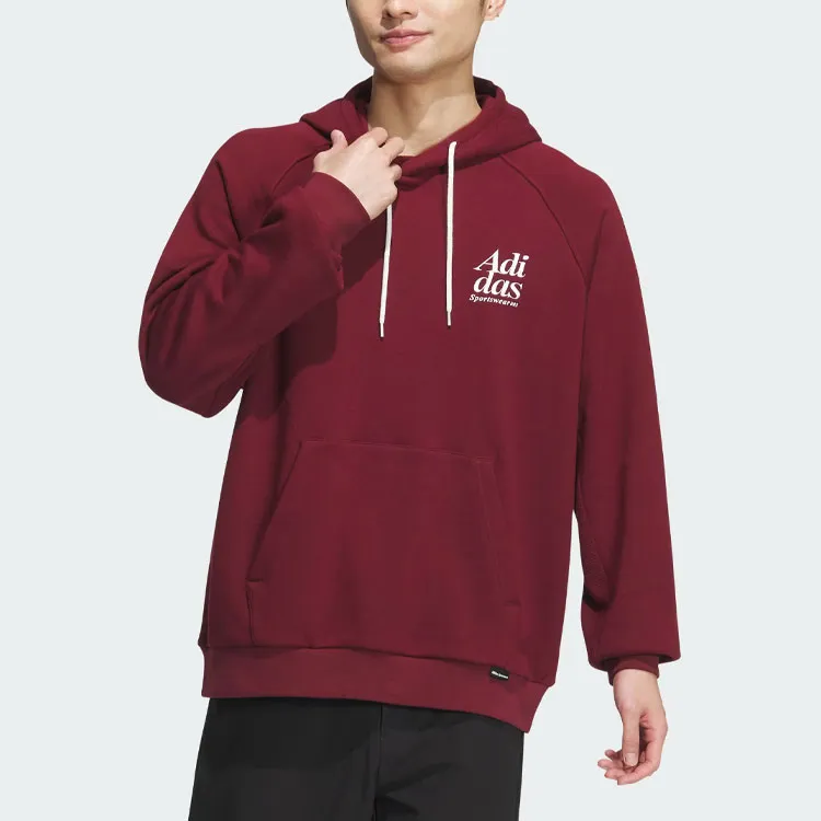 Adidas Small Logo Waffle Hoodie Sweatshirt Men's Dark Red-1
