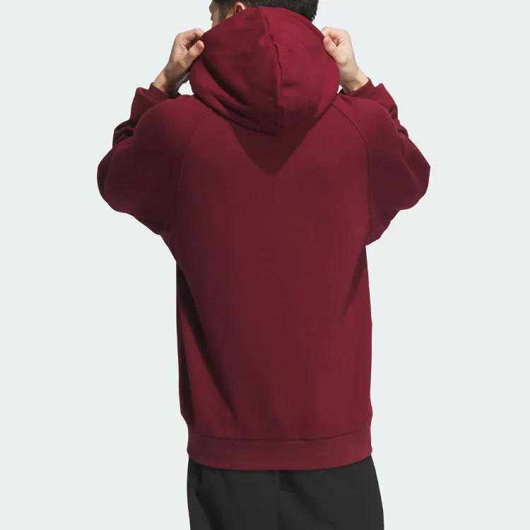 Adidas Small Logo Waffle Hoodie Sweatshirt Men's Dark Red-2