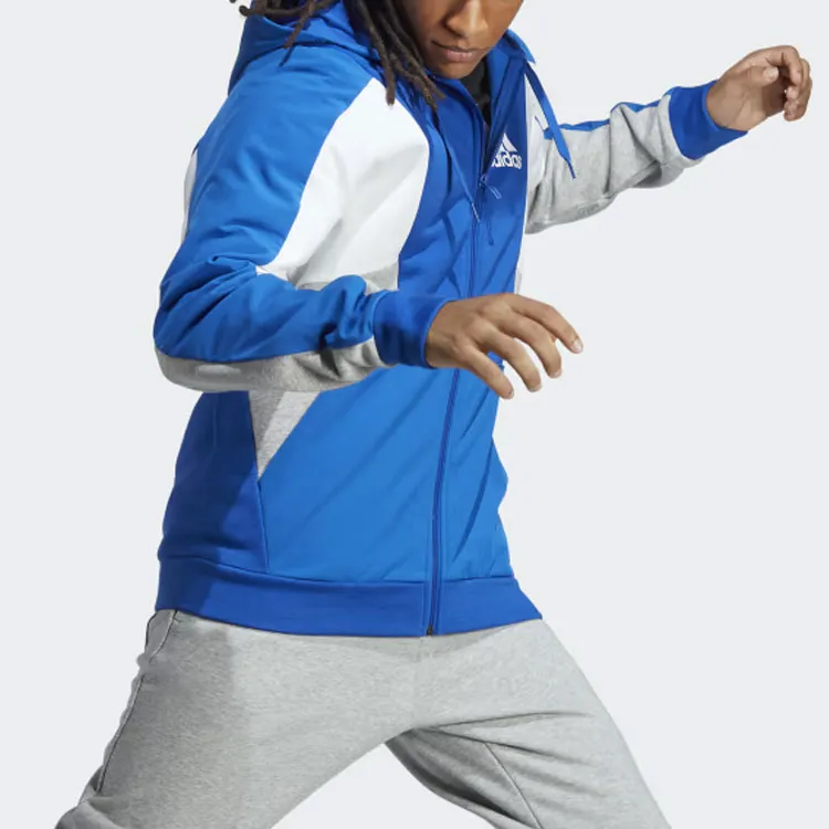 Adidas Essentials Colorblock Full-Zip Hoodie Jackets Coats Men's Blue-3