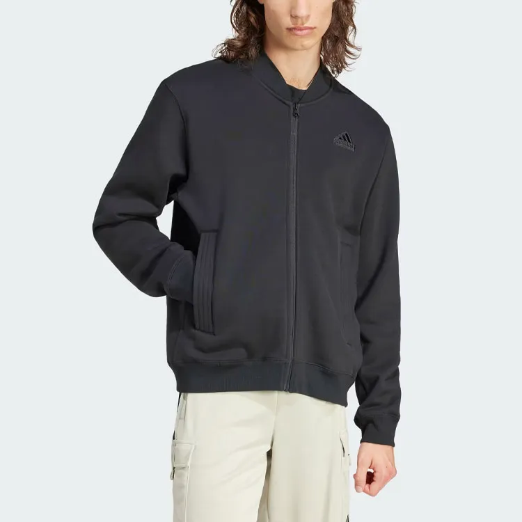 Adidas Free Shipping With AdiClub Lounge Fleece Bomber Jacket With Zip Opening-1