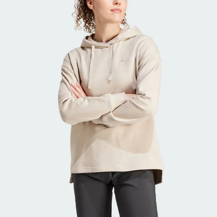 Adidas Terrex Logo Hoodie Sweatshirt Women's Beige-1