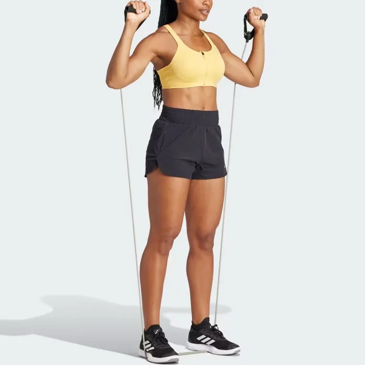 Adidas Pacer Stretch-Woven Zipper Pocket Lux Shorts Sports Shorts Women's Black-3