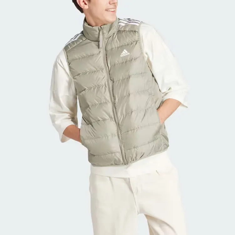 Adidas Essentials 3 Stripes Light Down Vest Down Vest Jacket Men's Silver Green-1