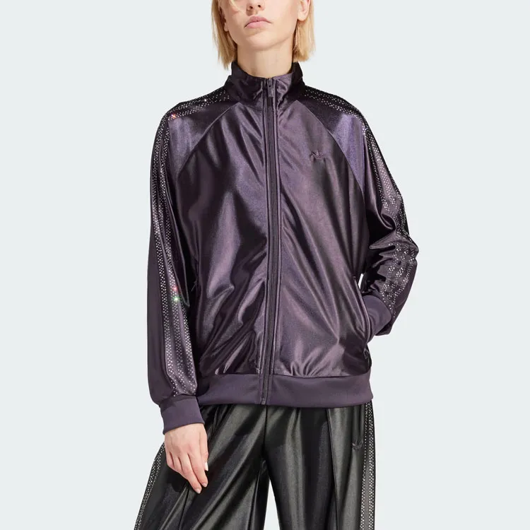 Adidas Originals Embellished 3 Stripes Track Top Jackets & Coats Women's Aurora Black-1