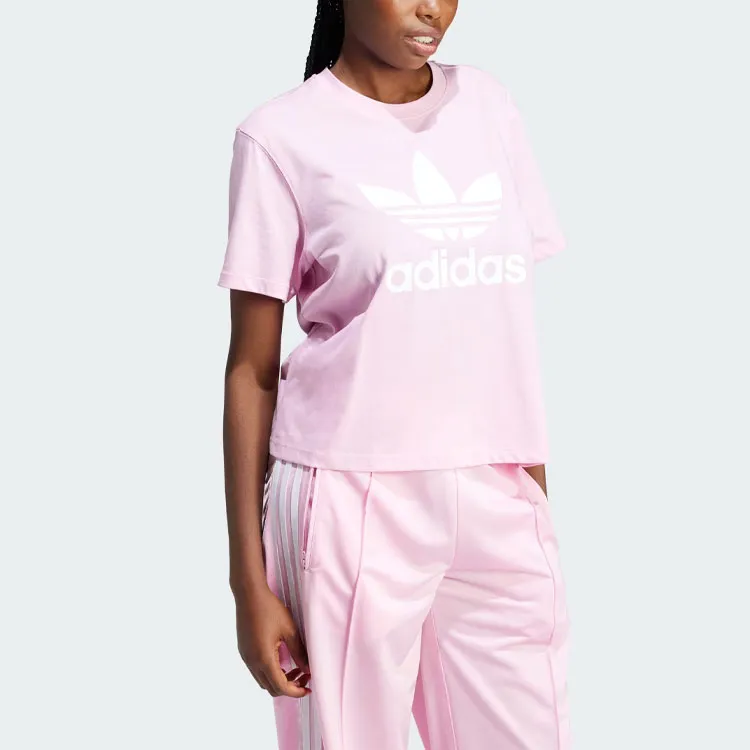 Adidas Originals Drop Shoulder Sleeve T Shirt Women's Pink-3
