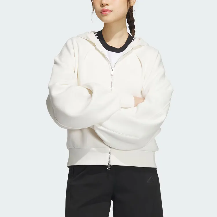 Adidas Spacer Full Zip Hoodie Jackets & Coats Women's Pink White-1