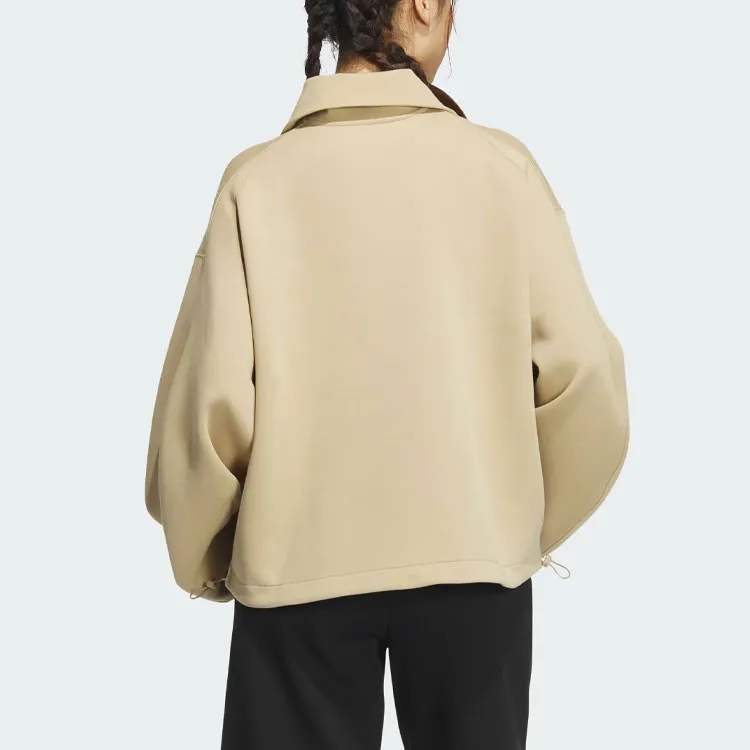 Adidas Spacer 1/2 Zip Track Top Sweatshirt Women's Light Khaki-2