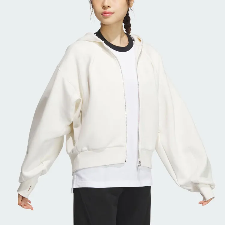 Adidas Spacer Full Zip Hoodie Jackets & Coats Women's Pink White-3