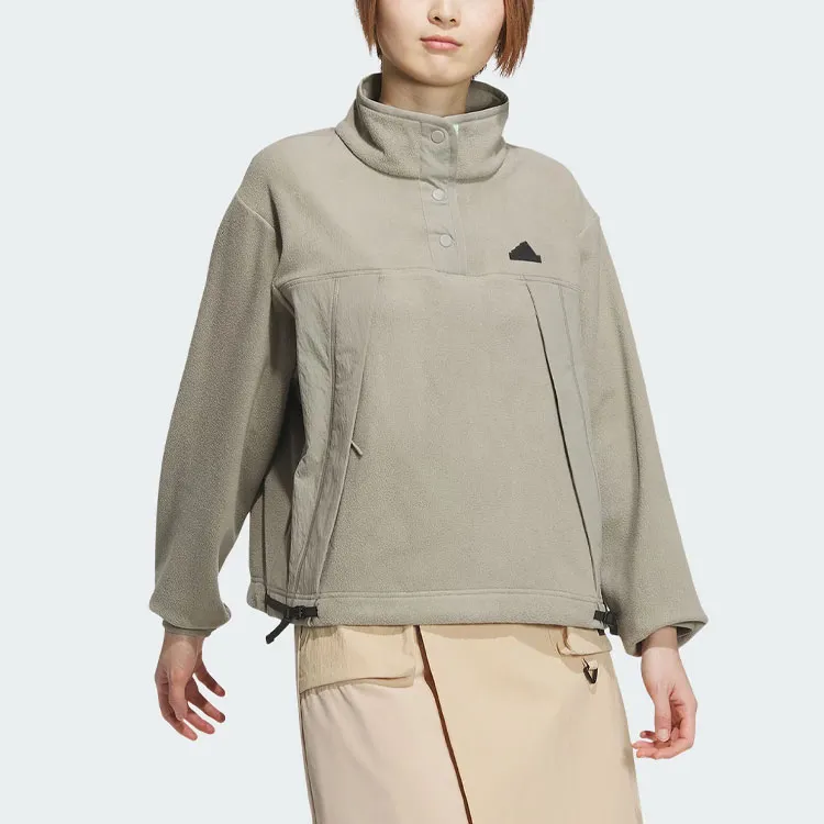 Adidas City Escape Loose Fit Sweatshirt Jackets Coats Women's Egg Stone Silver Gray-1