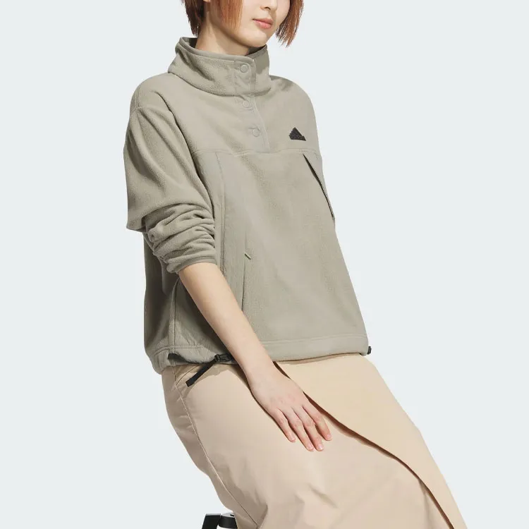 Adidas City Escape Loose Fit Sweatshirt Jackets Coats Women's Egg Stone Silver Gray-4