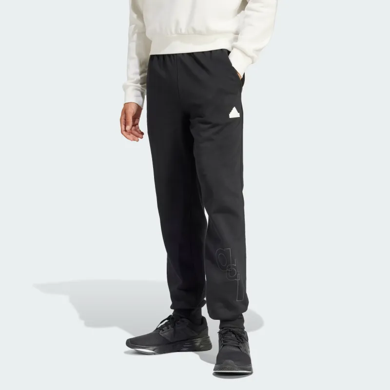 Adidas Graphic Print Fleece Pants Knitted Sports Pants Men's Black-1