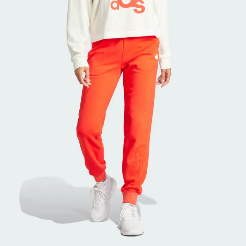 Adidas French Terry Print Regular Pants Knitted Sports Pants Women's Orange-1