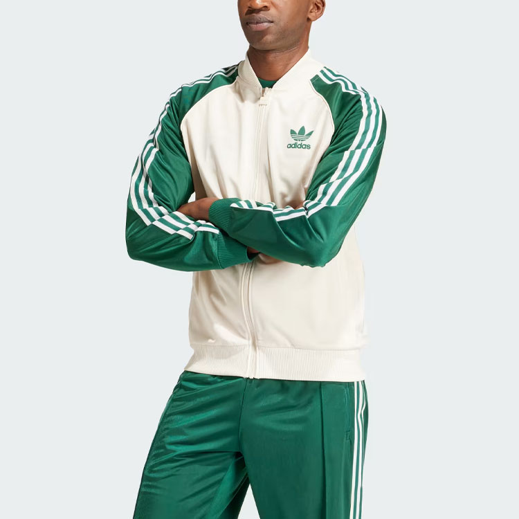 Adidas originals SST Track Zip Up Track Jacket Beige Green Cheap Rcj Jordan Outlet