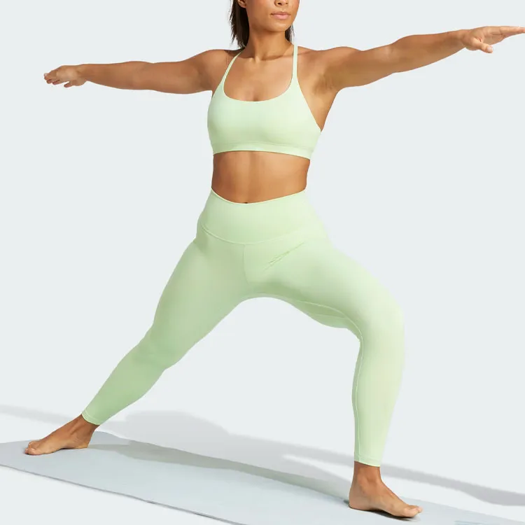 Adidas All Me 7/8 Leggings Athletic Trousers Women's Light Green-3