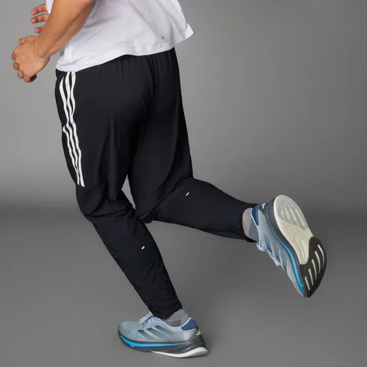 Adidas Own The Run 3 Stripes Joggers Knitted Sports Pants Men's Black-5