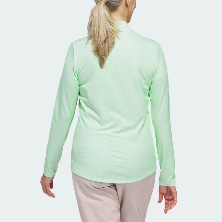 Adidas Ultimate365 Printed Quarter-Zip Mock Jackets Coats Women's Green-2
