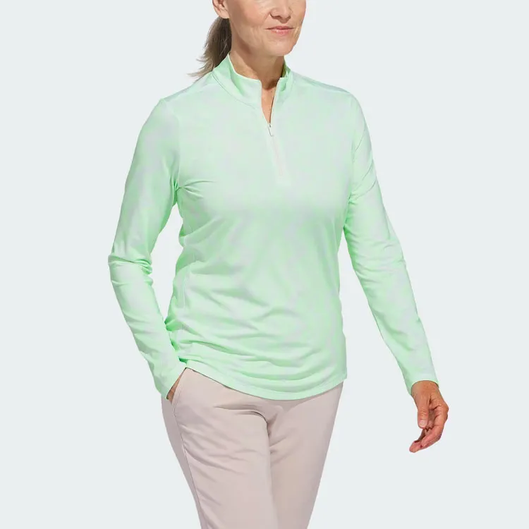 Adidas Ultimate365 Printed Quarter-Zip Mock Jackets Coats Women's Green-3