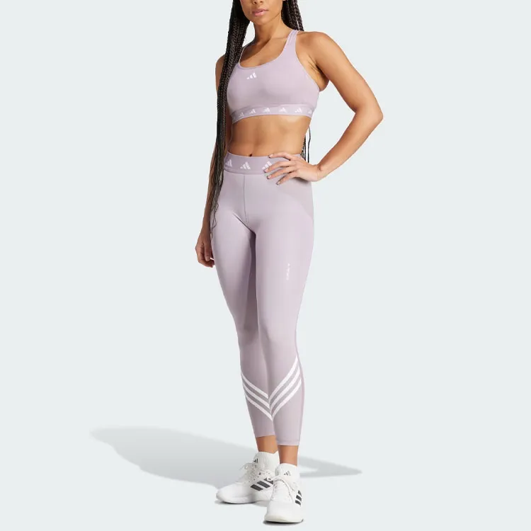 Adidas Techfit 3-Stripes Leggings Athletic Trousers Women's Purple-3