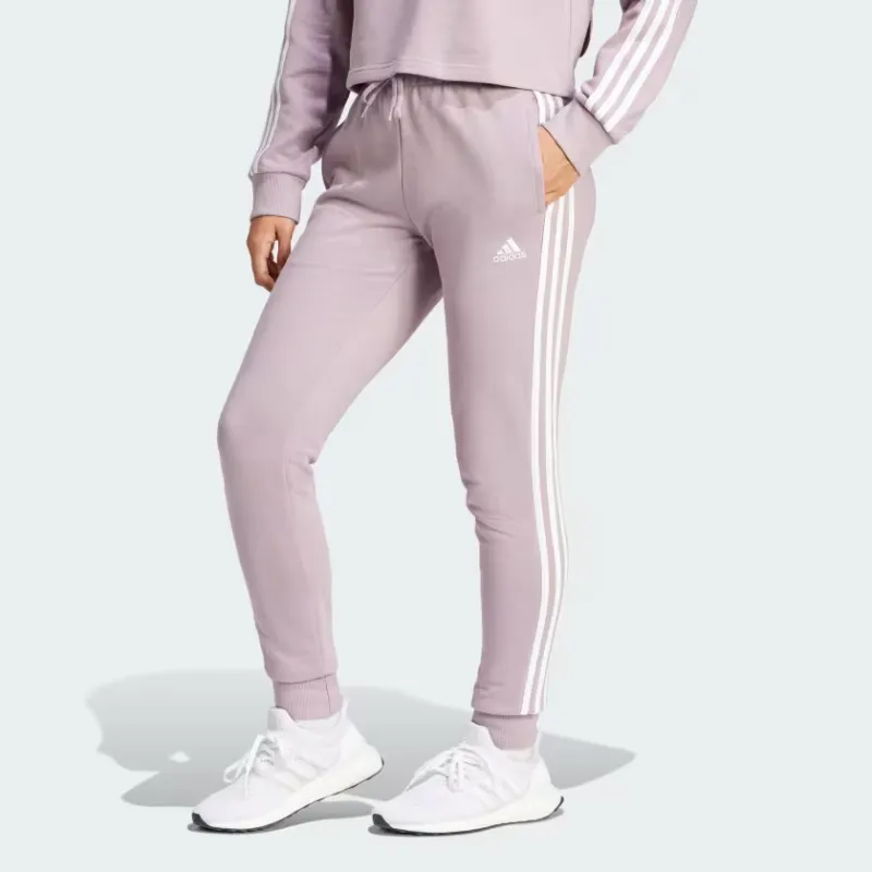 Adidas Essentials 3-Stripes French Terry Cuffed Joggers Knitted Sports Pants Women's Purple-1
