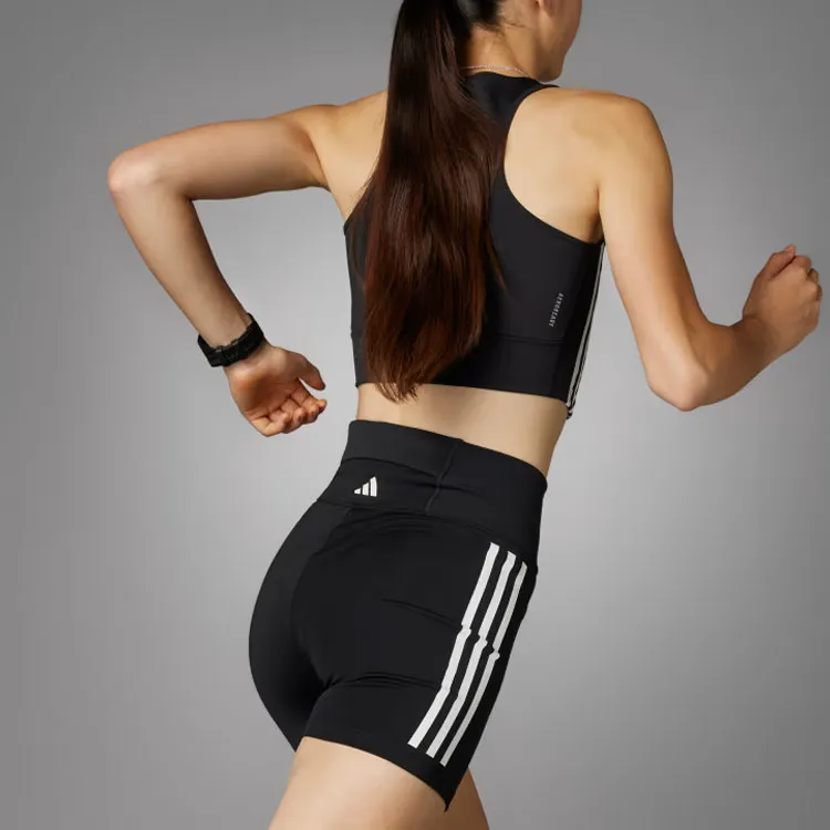 Adidas Dailyrun 3 Stripes 5 Inch Leggings Sports Shorts Women's Black-3