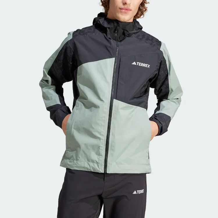 Adidas Water-Resistant And Rainproof Windbreaker Jacket Men's Dusty Green-2