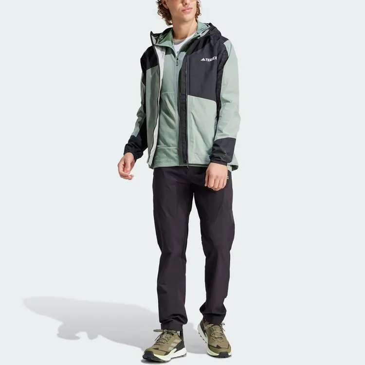 Adidas Water-Resistant And Rainproof Windbreaker Jacket Men's Dusty Green-4