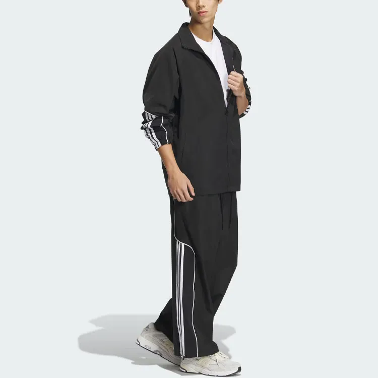Adidas Originals 3 Stripes Coach Jacket Jackets Coats Men's Black-3