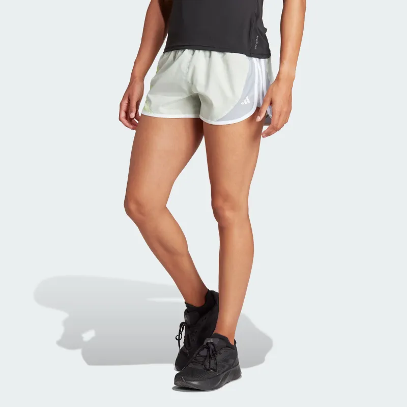 Adidas Own The Run Colorblock Shorts Sports Shorts Women's Linen Green-1