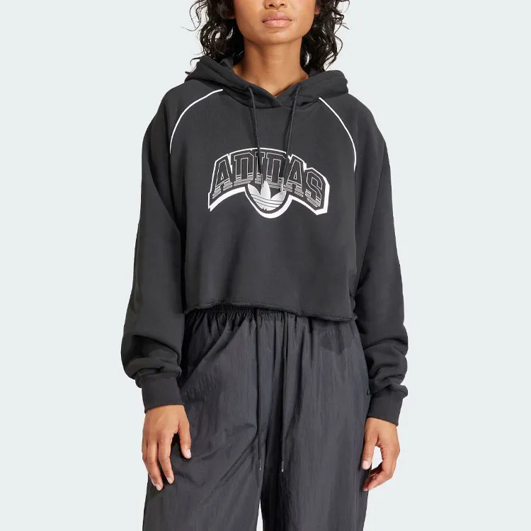Adidas Originals Cropped Hoodie Sweatshirt Women's Black-1
