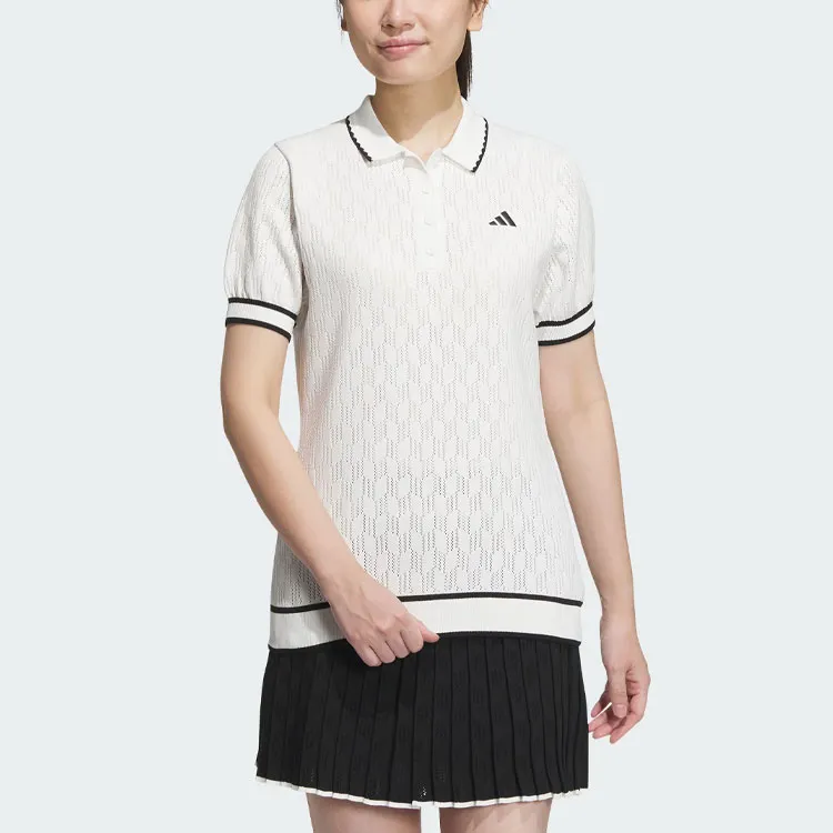 Adidas Primeknit Short Sleeve Polo Shirt Polo Shirt Women's White-1