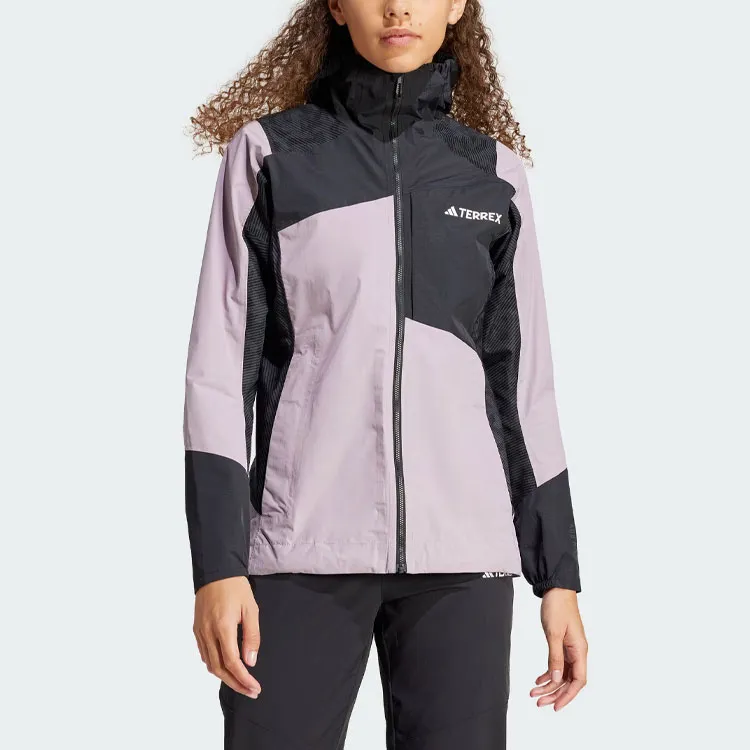 Adidas TERREX XPERIOR Water-Resistant And Rainproof Windbreaker Jacket Women's Gray Purple-1