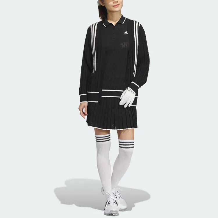Adidas Primeknit Cable Pattern Cardigan Knitwear Women's Black-4