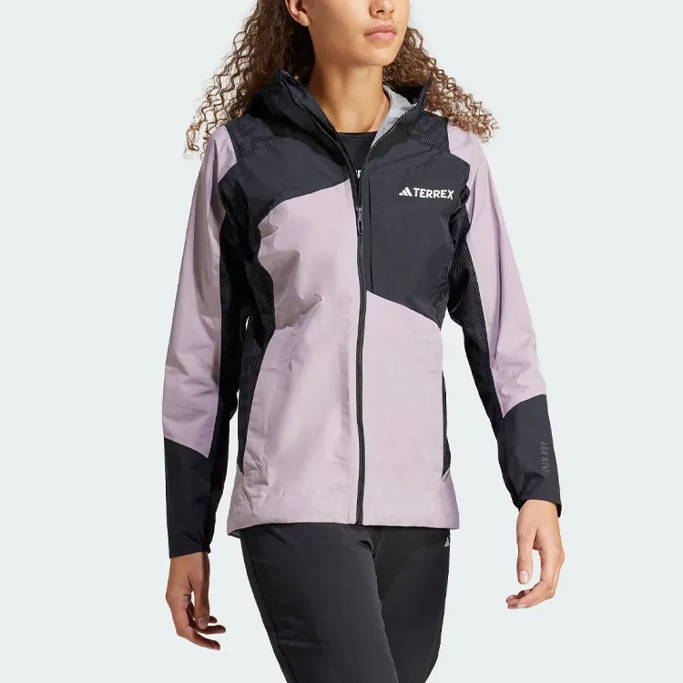 Adidas TERREX XPERIOR Water-Resistant And Rainproof Windbreaker Jacket Women's Gray Purple-3