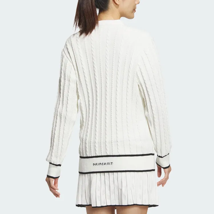 Adidas Primeknit Cable Pattern Cardigan Knitwear Women's White-2