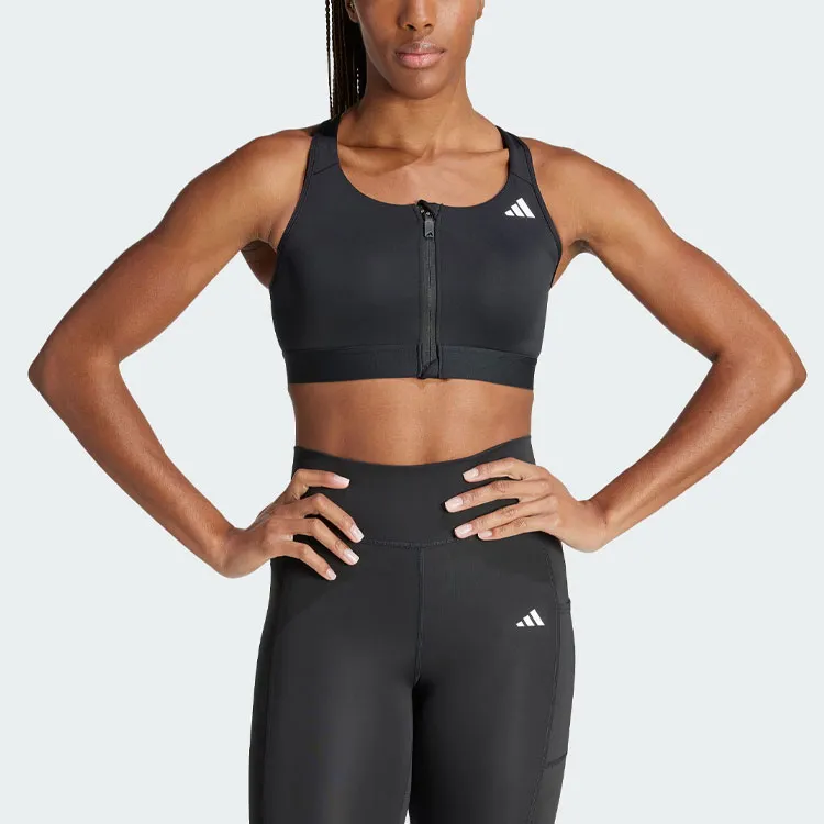 Adidas Powerreact Medium Support Zip Bra Sports Underwear Women's Black-2