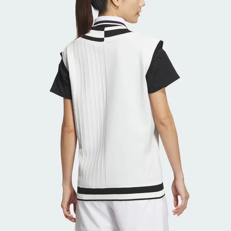 Adidas Loose Fit Knit Vest Tank Tops Women's White-2