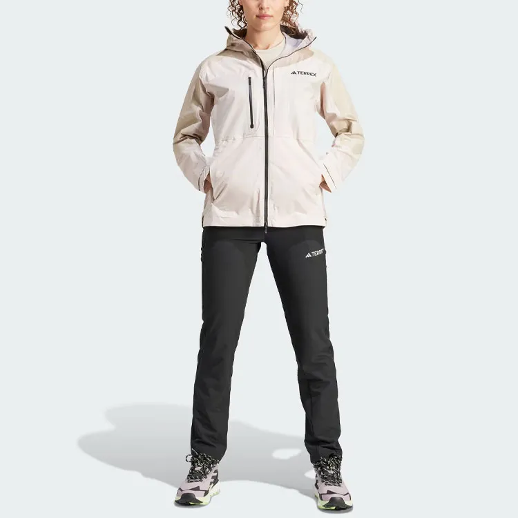 Adidas Waterproof And Windproof Windbreaker Jacket Women's Light Sesame Earth-4
