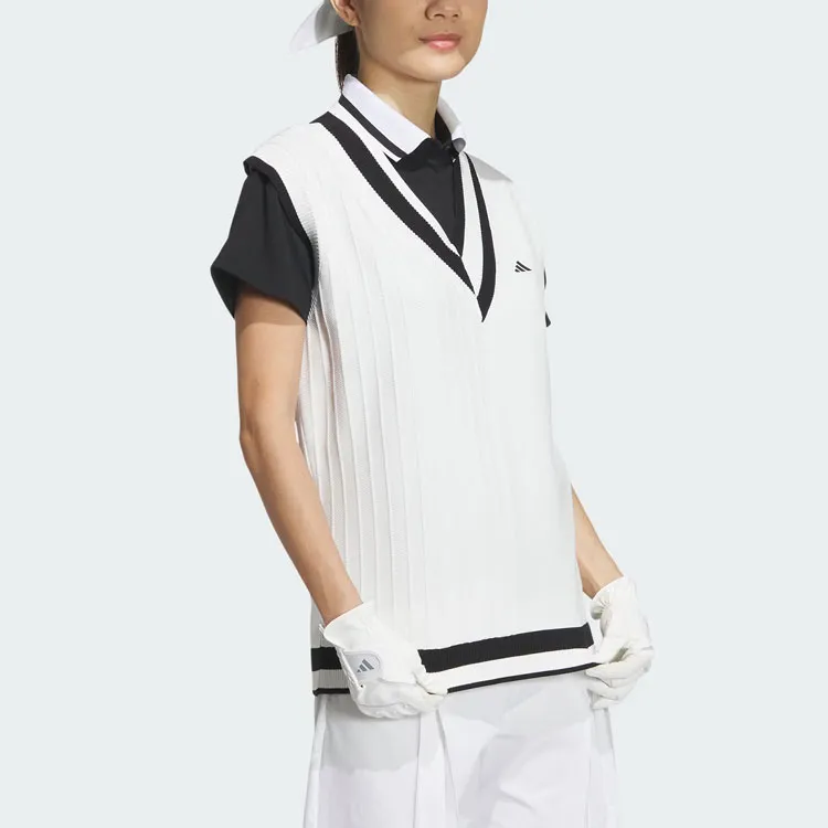 Adidas Loose Fit Knit Vest Tank Tops Women's White-3