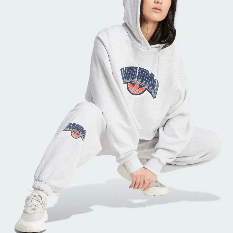 Adidas Originals Loose Fit Sweat Pants Knitted Sports Pants Women's Light Heather Gray-3
