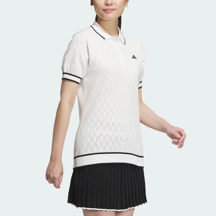 Adidas Primeknit Short Sleeve Polo Shirt Polo Shirt Women's White-3