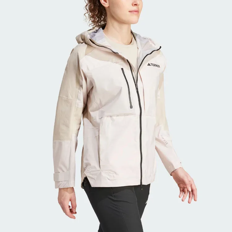 Adidas Waterproof And Windproof Windbreaker Jacket Women's Light Sesame Earth-3