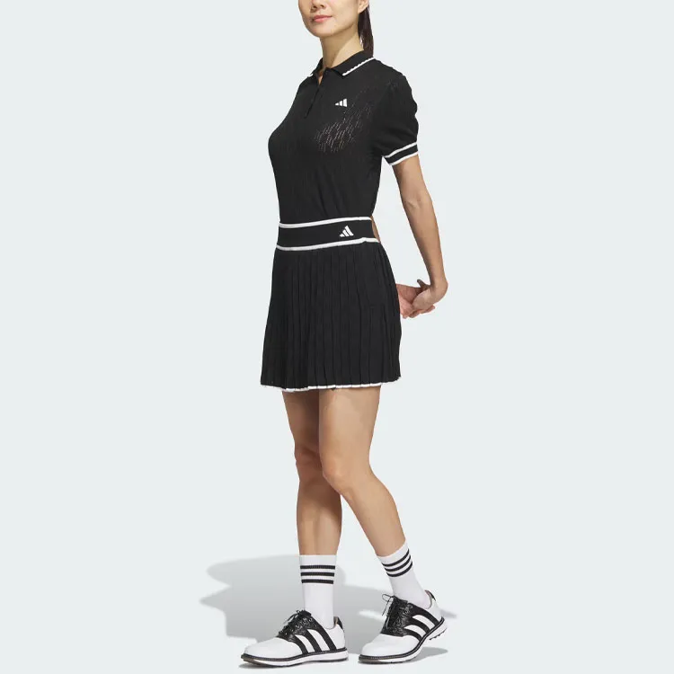 Adidas Primeknit Pleated Skirt Casual Short Skirts Women's Black-3
