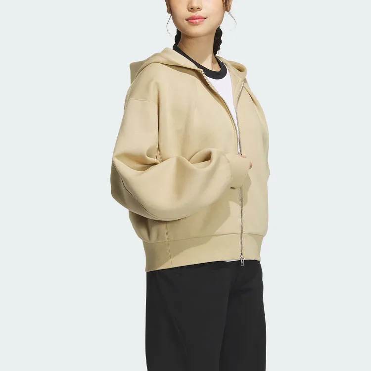 Adidas Spacer Full Zip Hoodie Jackets & Coats Women's Light Khaki-3
