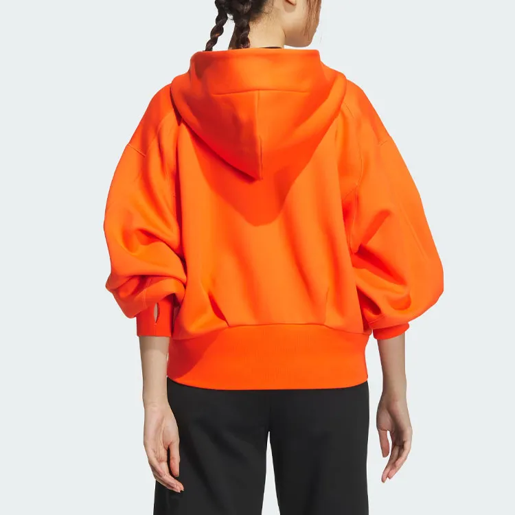 Adidas Spacer Full Zip Hoodie Jackets Coats Women's Half Impact Orange-2