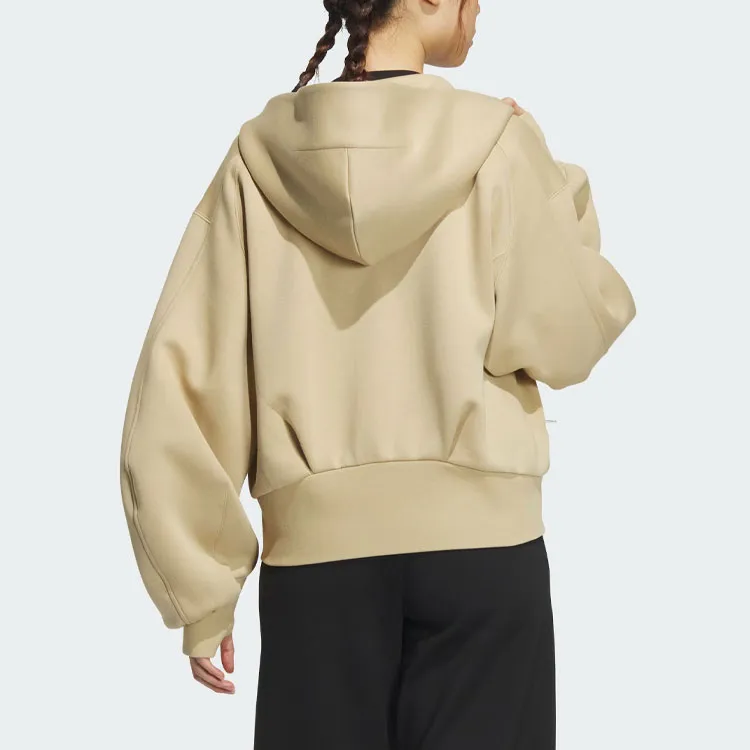 Adidas Spacer Full Zip Hoodie Jackets & Coats Women's Light Khaki-2