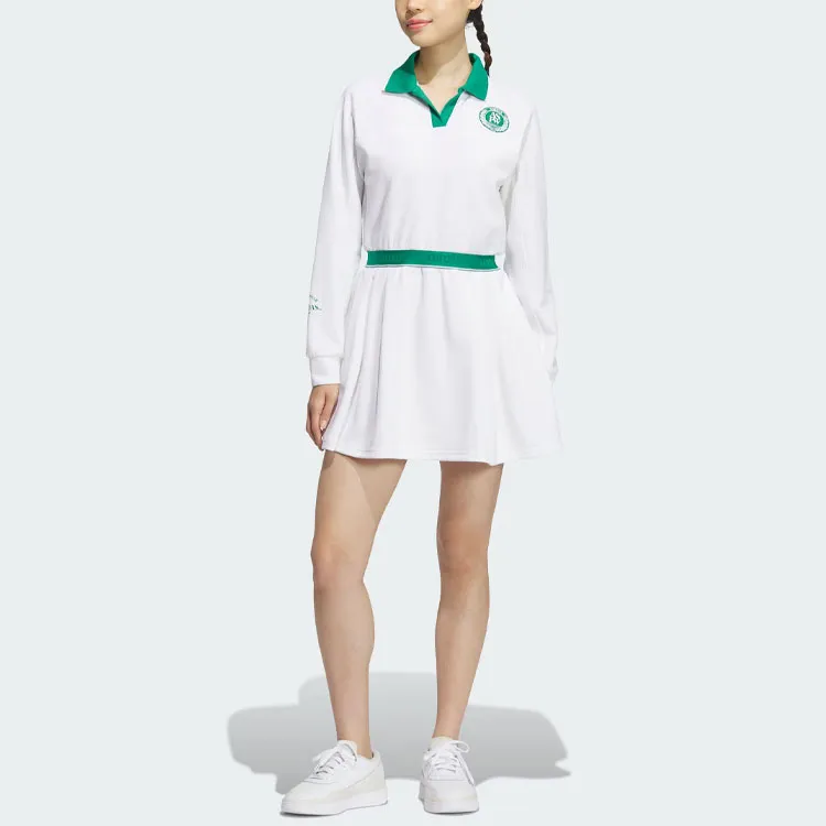 Adidas Verbiage Long Sleeve Dress Long Sleeved Dresses Women's White-1
