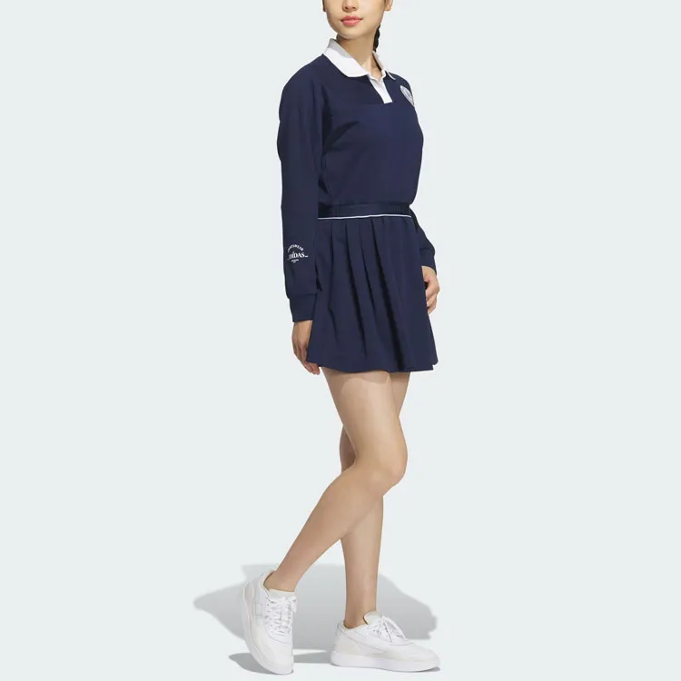 Adidas Verbiage Long Sleeve Dress Long Sleeved Dresses Women's College Navy-3