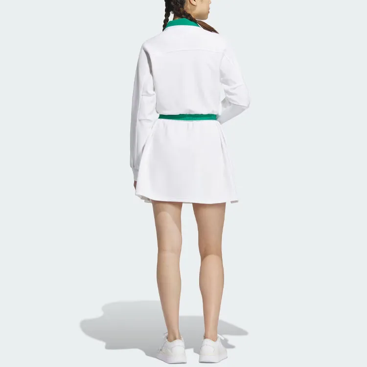 Adidas Verbiage Long Sleeve Dress Long Sleeved Dresses Women's White-2