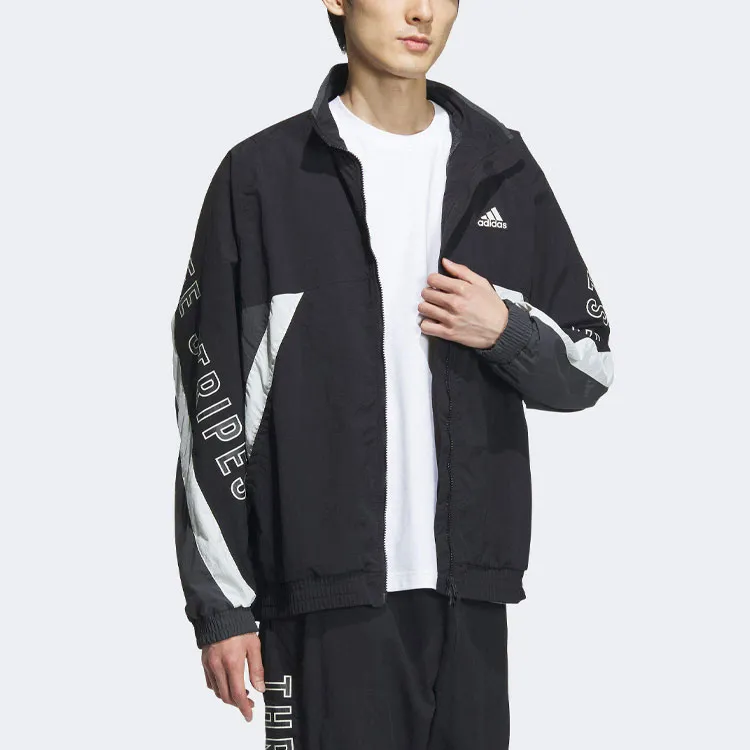 Adidas Wording Jackets Coats Unisex Black-3